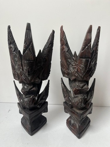 Hand carved wooden - x2,